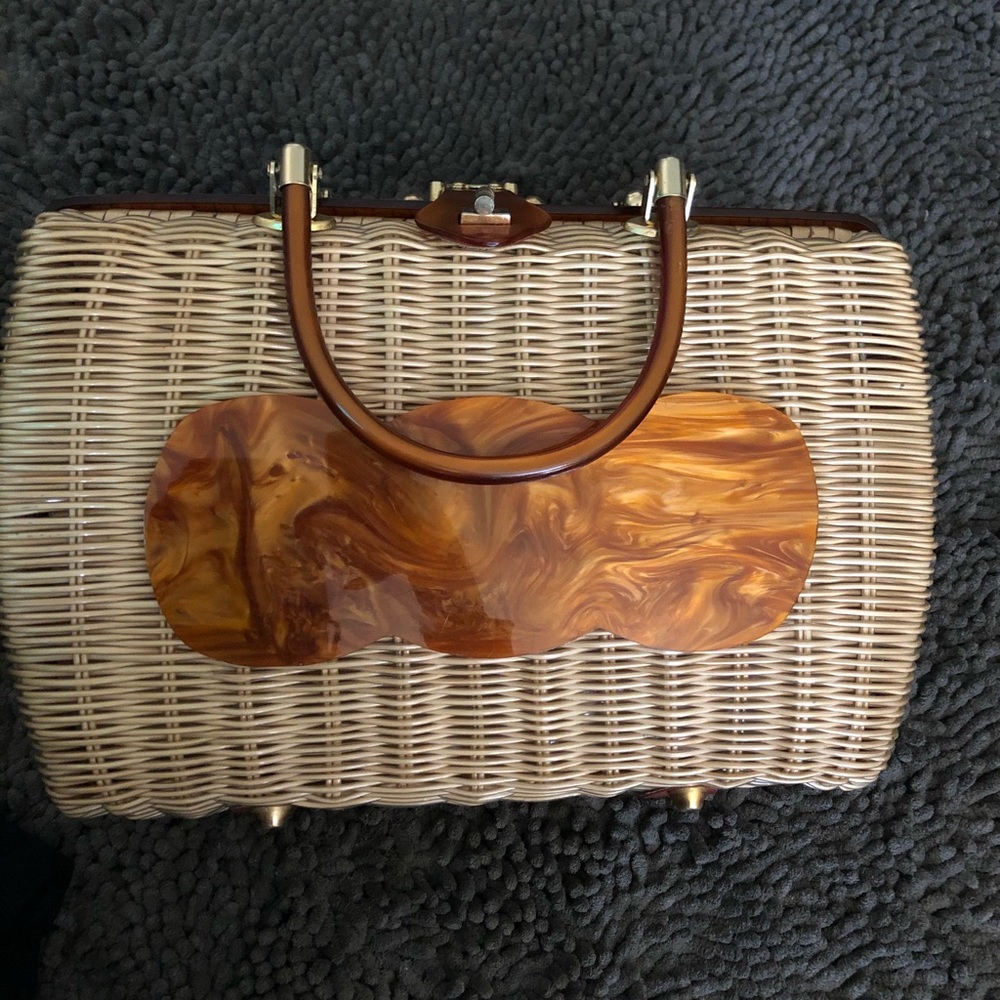 Vintage Wooden/Straw handbag